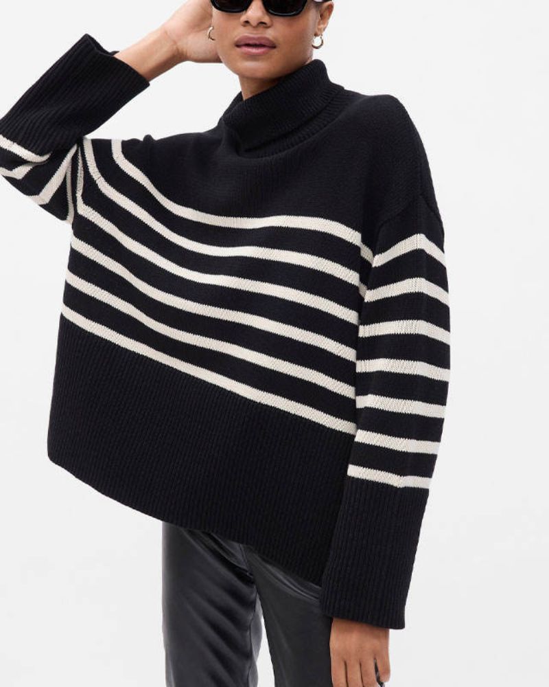 R&B | Gestreifter Schwarz-Weiß Strick Pullover