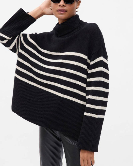 R&B | Gestreifter Schwarz-Weiß Strick Pullover