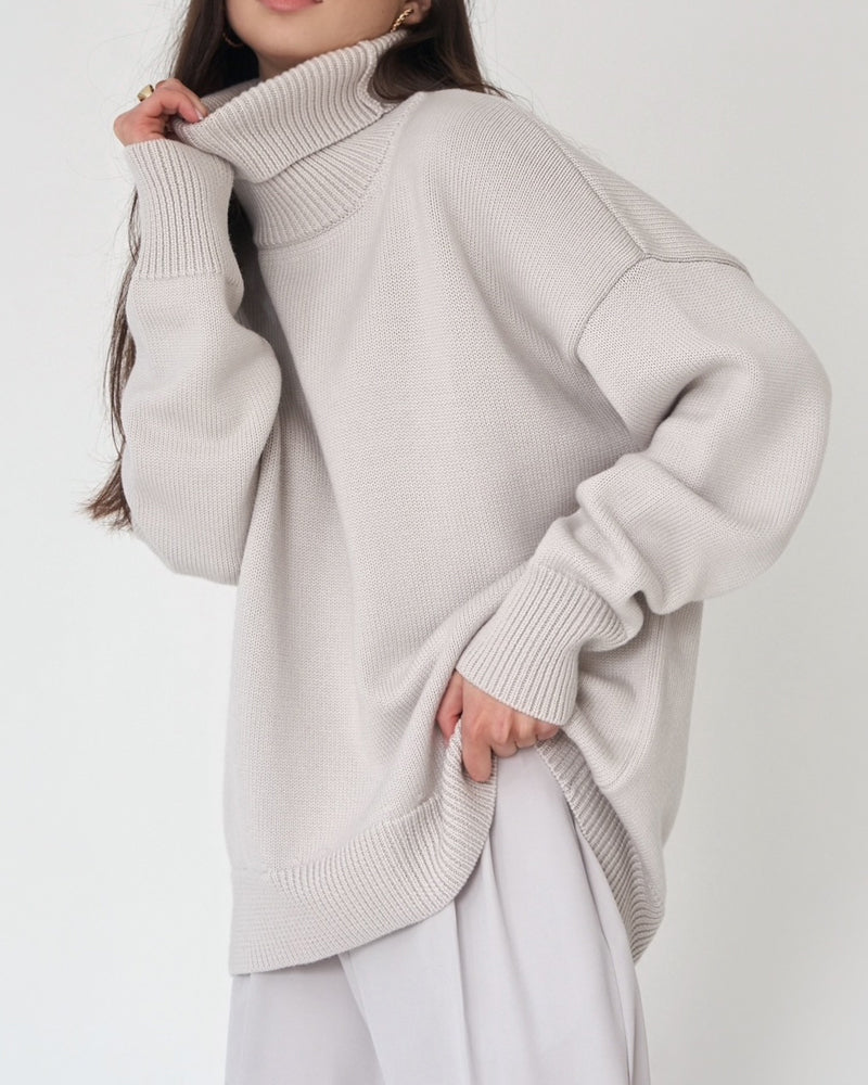 R&B | Eleganter Oversized Damen Rollkragenpullover Aus Baumwolle