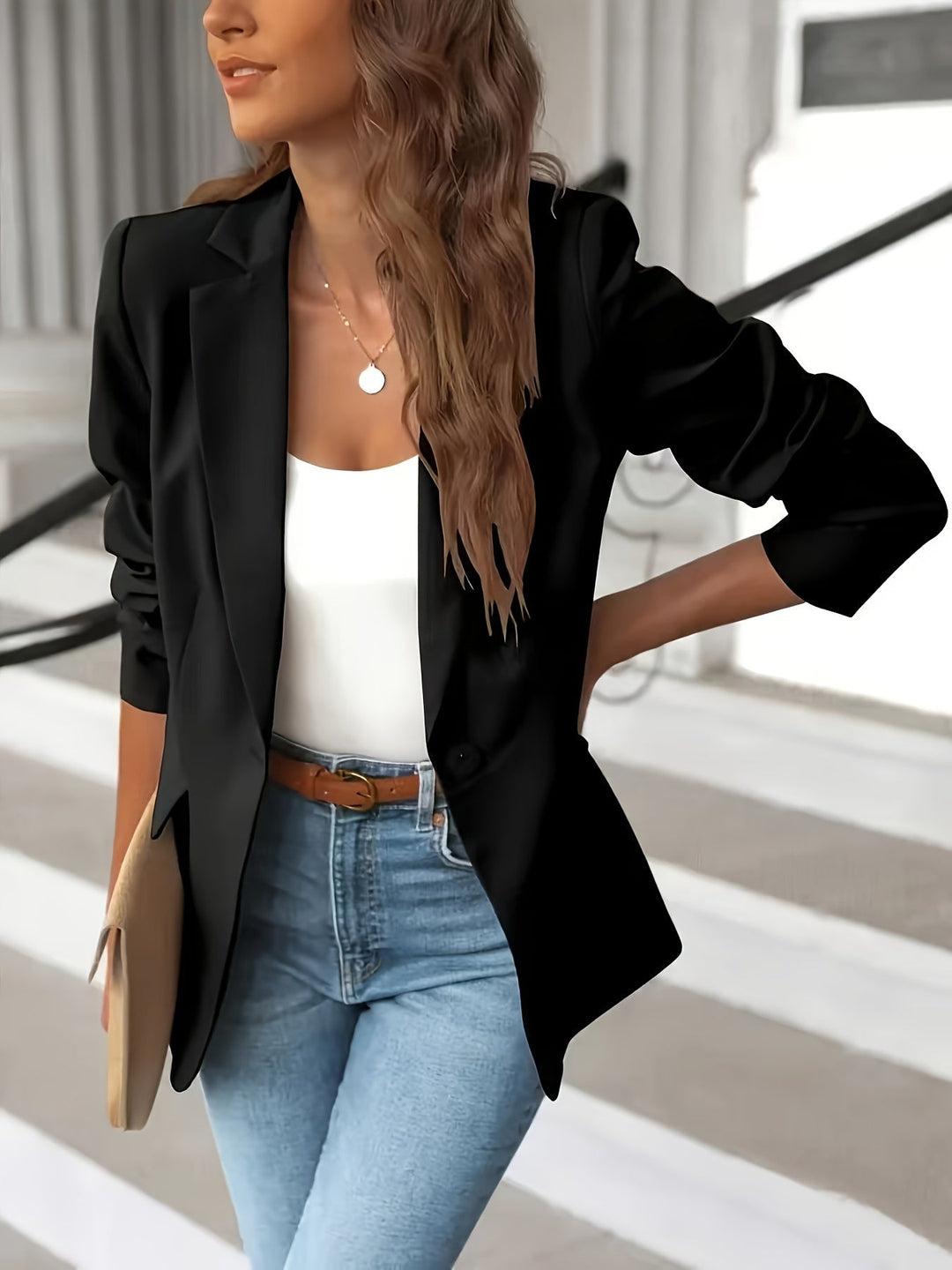 R&B | Stilvolle Herbst Klassische Business Blazer mit Seitentaschen für Frauen