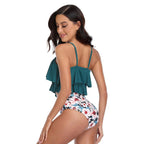 R&B | Zweiteiliger Badeanzug mit hoher Taille und Rüschenbesatz