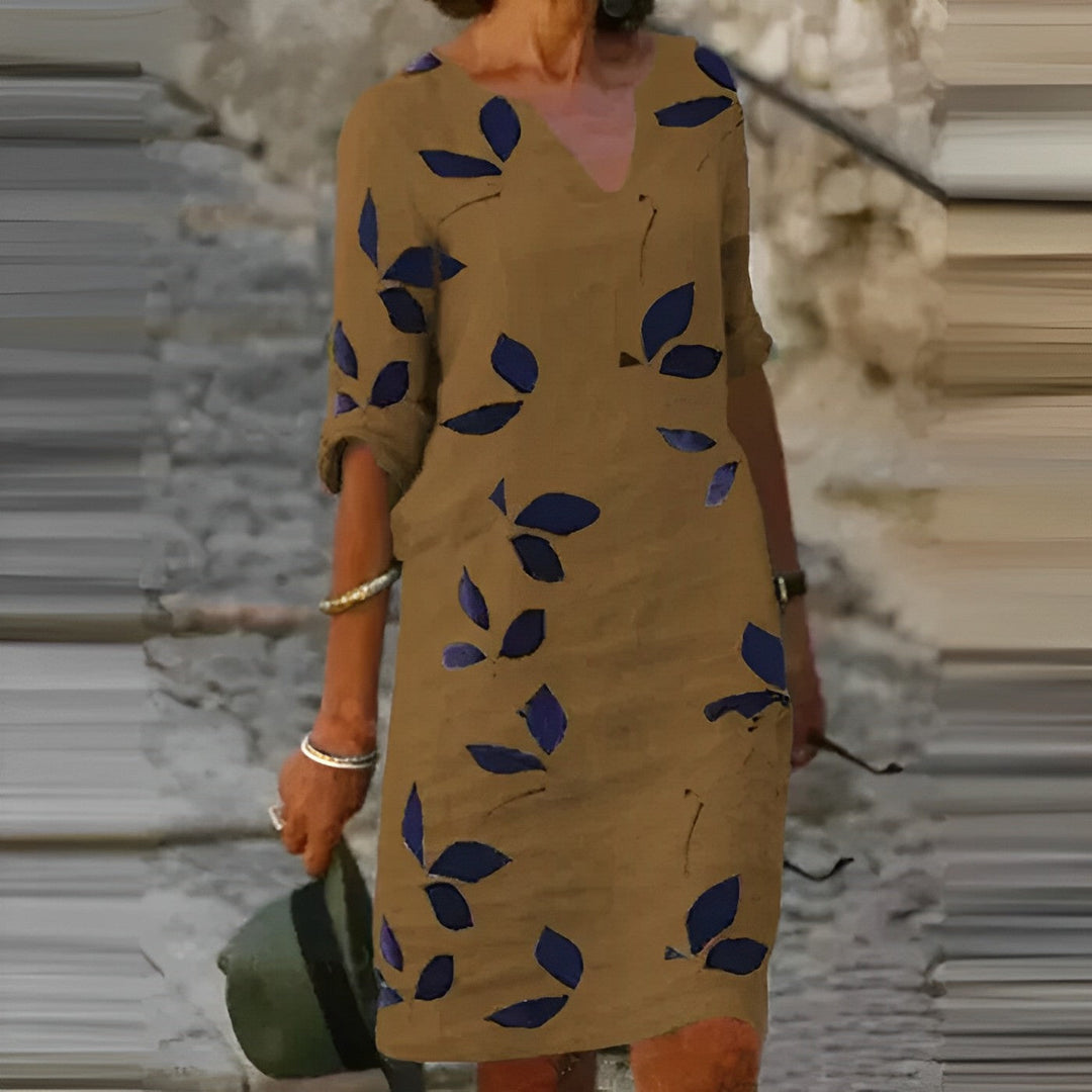 R&B | Atemberaubendes Damen-Sommerkleid mit Blätterdruck