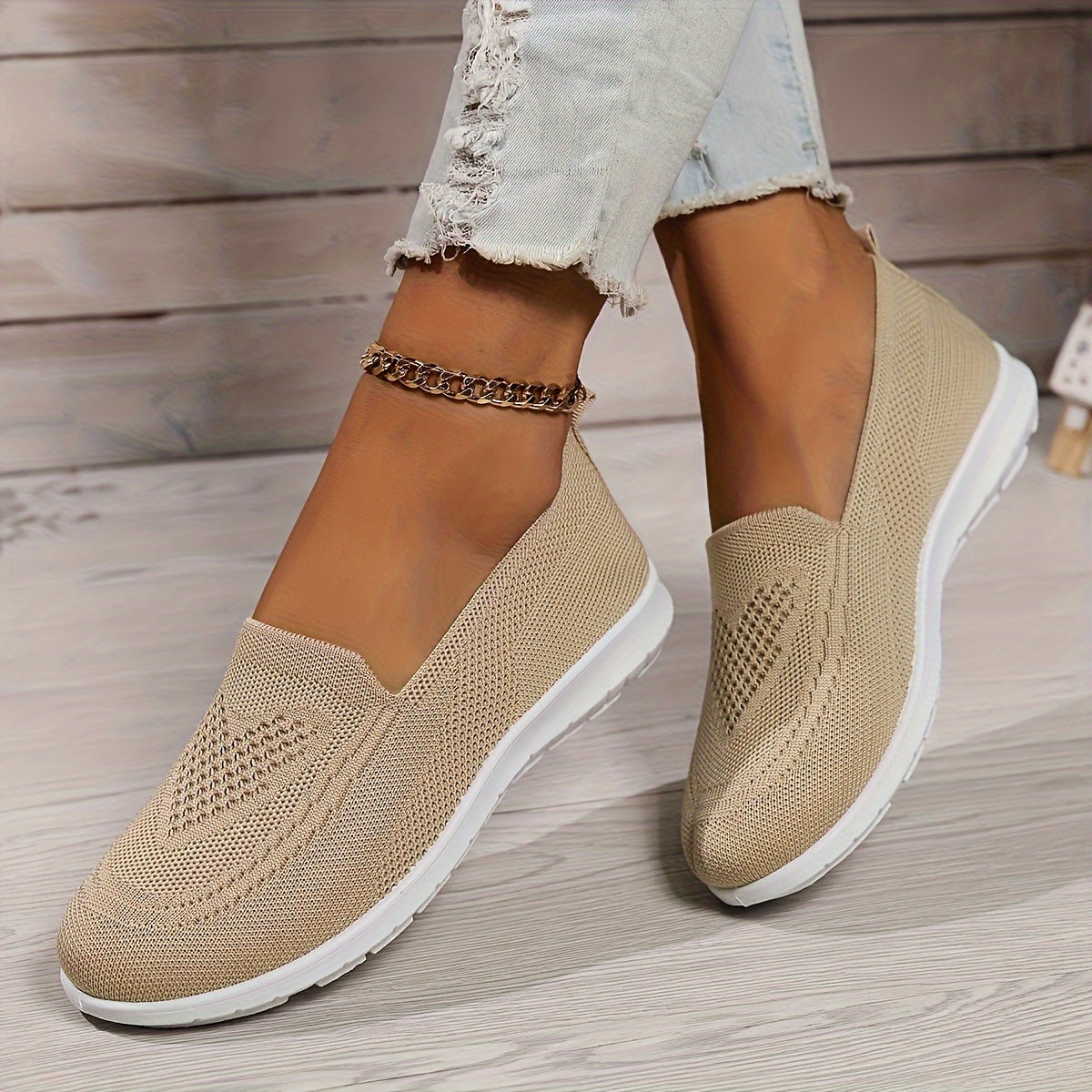 R&B | Einfarbige Gestrickte Sneaker Für Damen