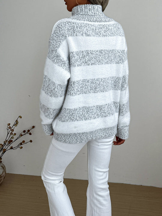 R&B | Strickpullover mit Rollkragen Acrylmischung Gestreiftes Muster