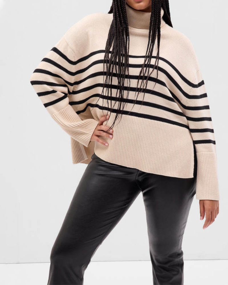 R&B | Gestreifter Schwarz-Weiß Strick Pullover