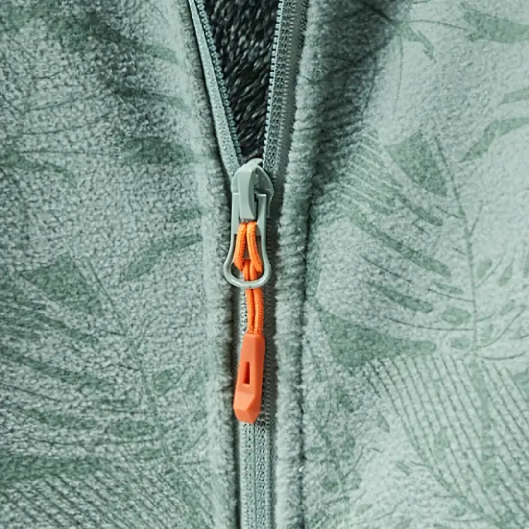 R&B | Damen Outdoor Fleecejacke Winddicht mit Pflanzenmuster