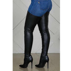 R&B | Damen Über Kniefallstiefel Spitz Schuh Hoher Stiletto