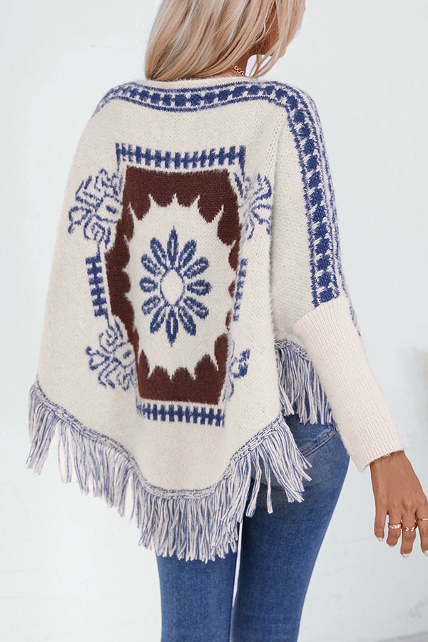 R&B | Boho Strickpullover mit Quasten-Saum