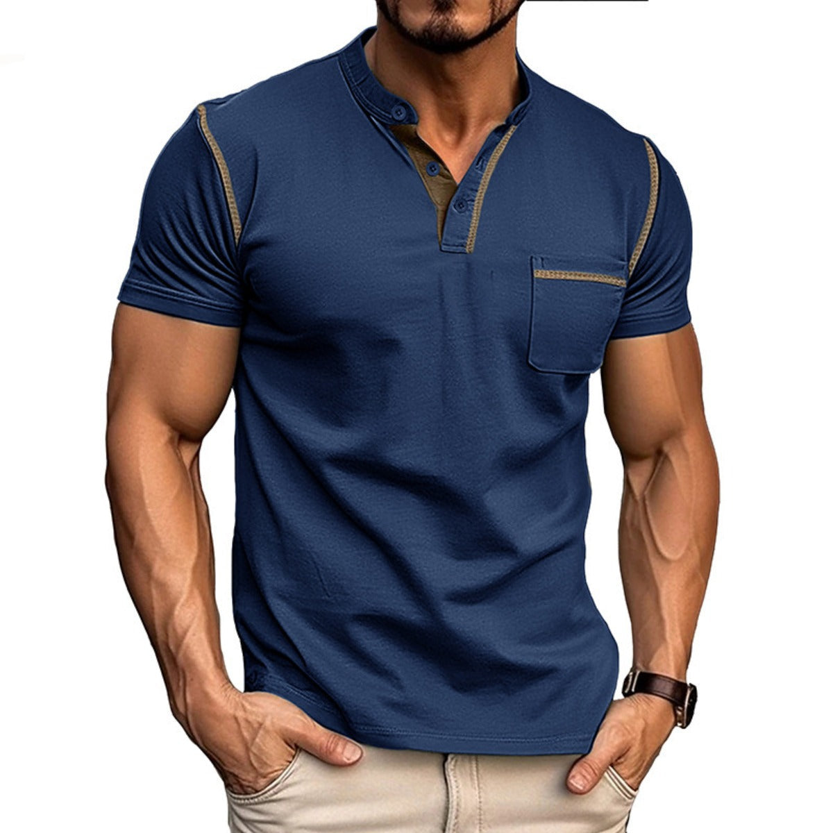 R&B | Kurzärmeliges Henley-Hemd