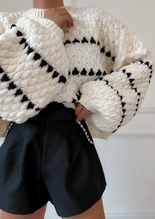 R&B | Kräftiger Strickpullover Kontrastierendes Design Warm und Zeitgemäß