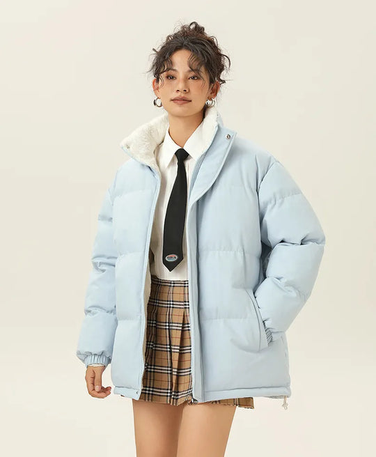 R&B | Lockere Jacke mit Stehkragen aus dickem, warmem Baumwollstoff