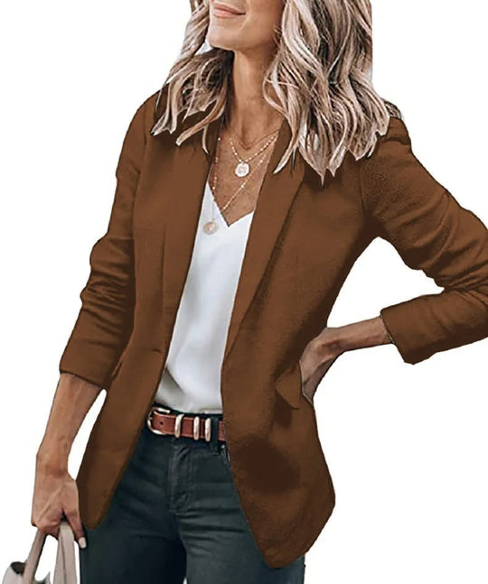 R&B - Damen Blazer Einfarbig Jacke, Lange Ärmel