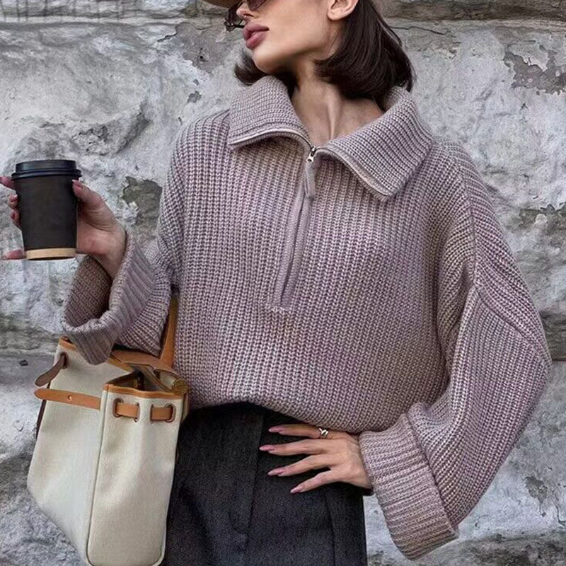 R&B | Rippstrick Pullover mit Reißverschluss Weich und Warm Lässige Eleganz