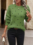 R&B | langärmliger poker-dot-pullover