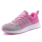 Damen nan leichtgewichtiger Strick-Freizeitsneaker mit Wabenperforation, schockabsorbierender Schaumsohle und gepolstertem Fersenkragen R&B
