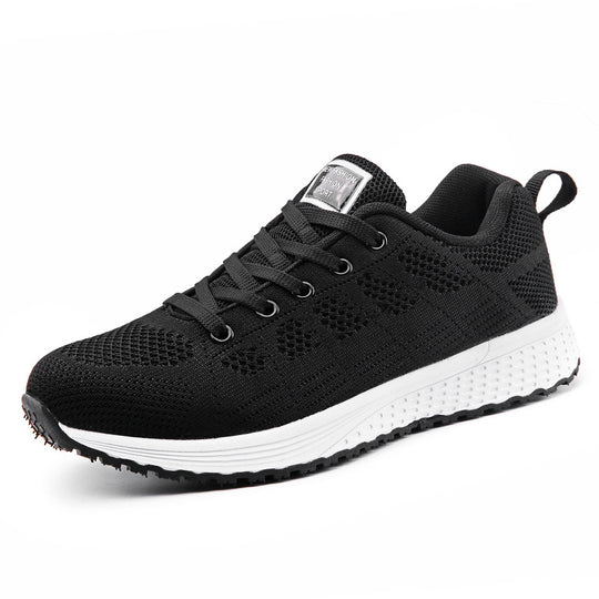 Damen nan leichtgewichtiger Strick-Freizeitsneaker mit Wabenperforation, schockabsorbierender Schaumsohle und gepolstertem Fersenkragen R&B