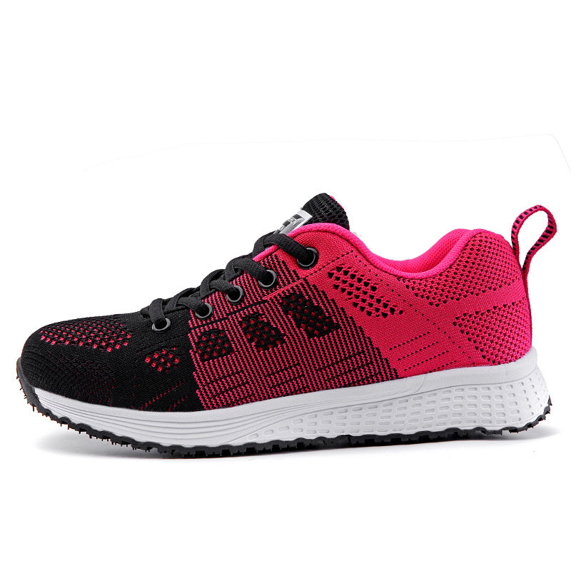Damen nan leichtgewichtiger Strick-Freizeitsneaker mit Wabenperforation, schockabsorbierender Schaumsohle und gepolstertem Fersenkragen R&B