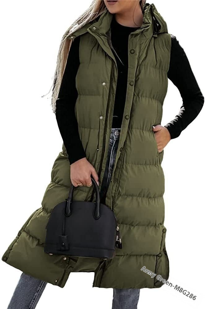 R&B | Ärmellose, Lässige Steppjacke mit Kapuze und Reißverschluss