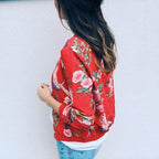 R&B | Rote Jacke mit floralem Druck