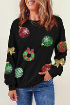 R&B | Pailletten Weihnachtsgrafik Pullover Sweatshirt