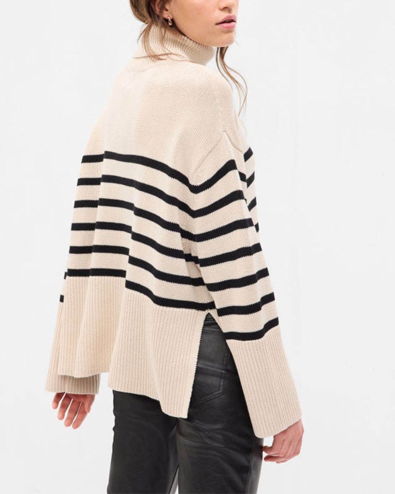 R&B | Gestreifter Schwarz-Weiß Strick Pullover