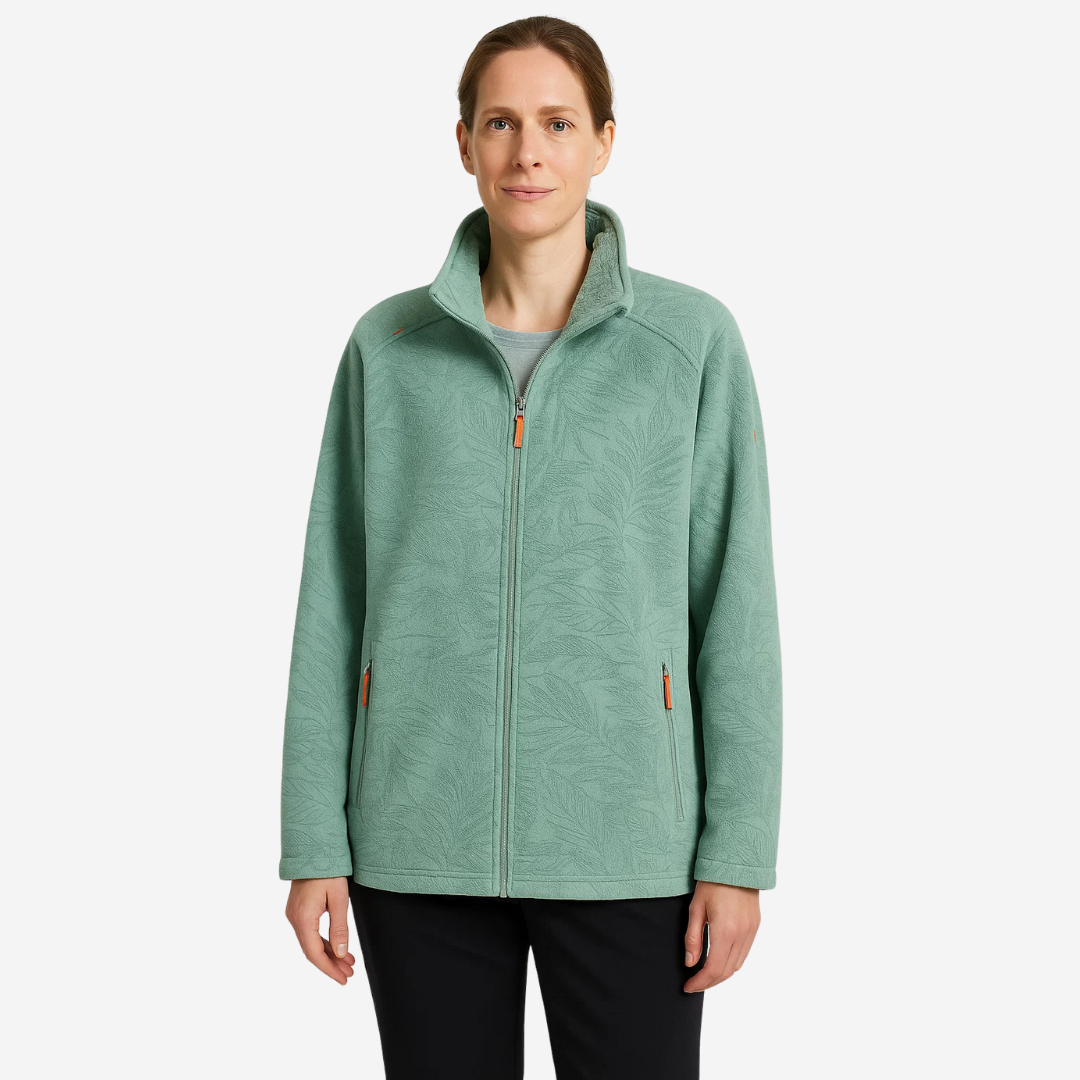 R&B | Damen Outdoor Fleecejacke Winddicht mit Pflanzenmuster