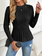 R&B | Bequemer Schicker Grobstrickpullover mit Rundhalsausschnitt