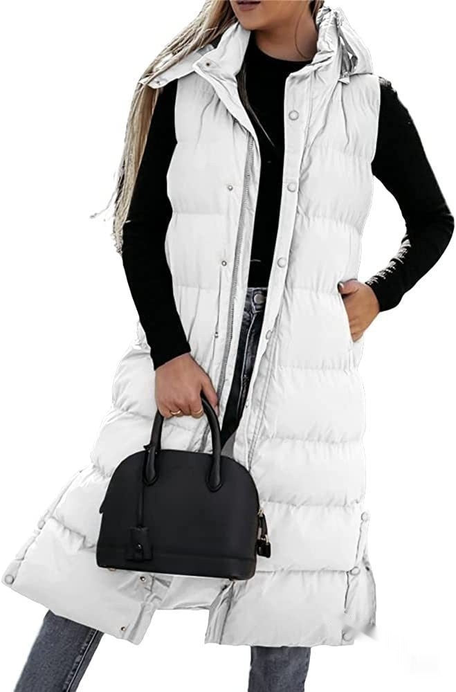 R&B | Ärmellose, Lässige Steppjacke mit Kapuze und Reißverschluss