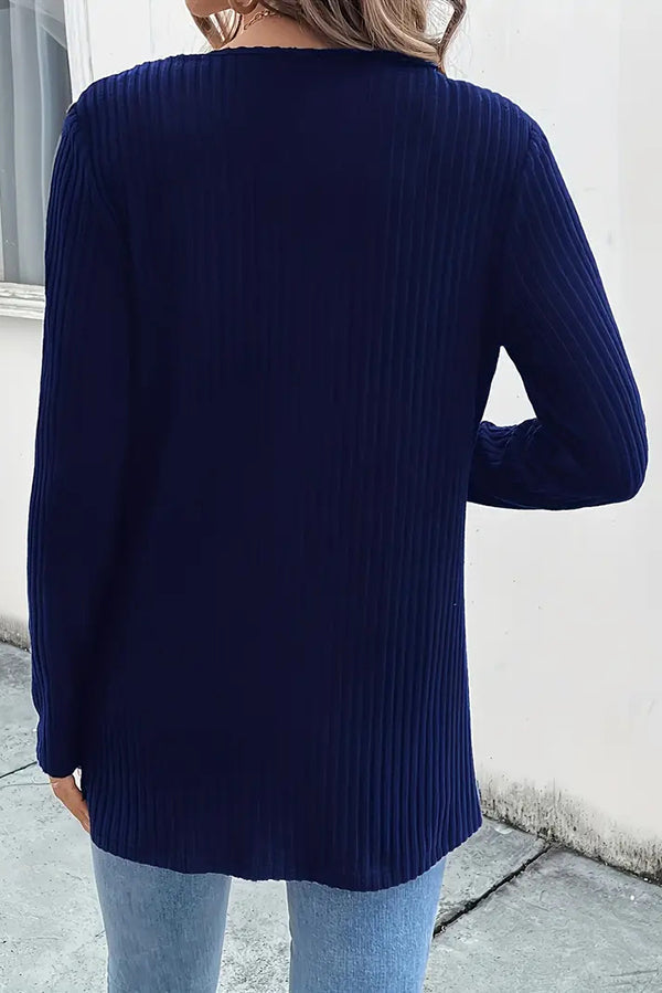 R&B | Strickjacke mit Blumenrand und langen Ärmeln