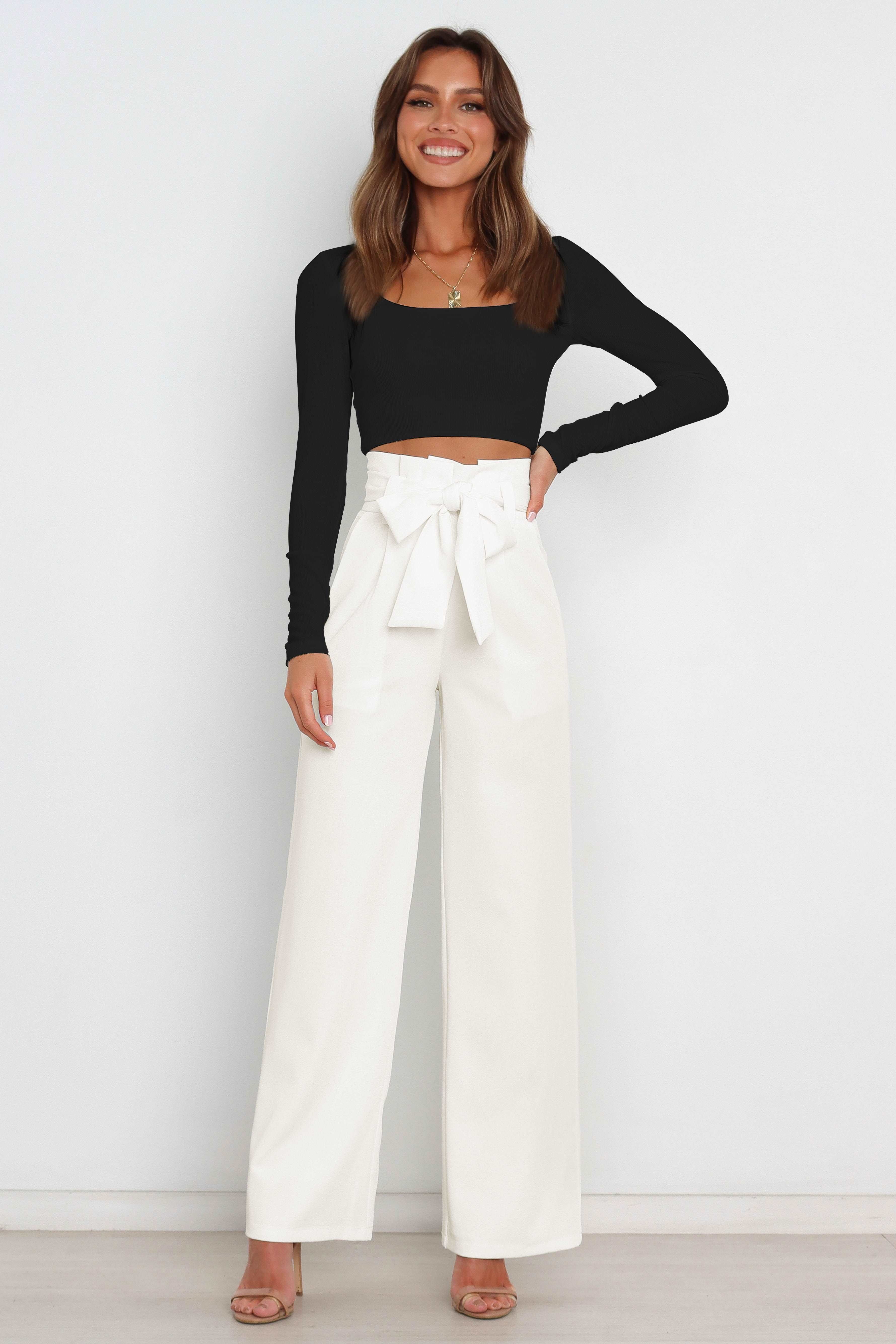 R&B | Hohe Taille Paperbag Hose mit Schleifendetail