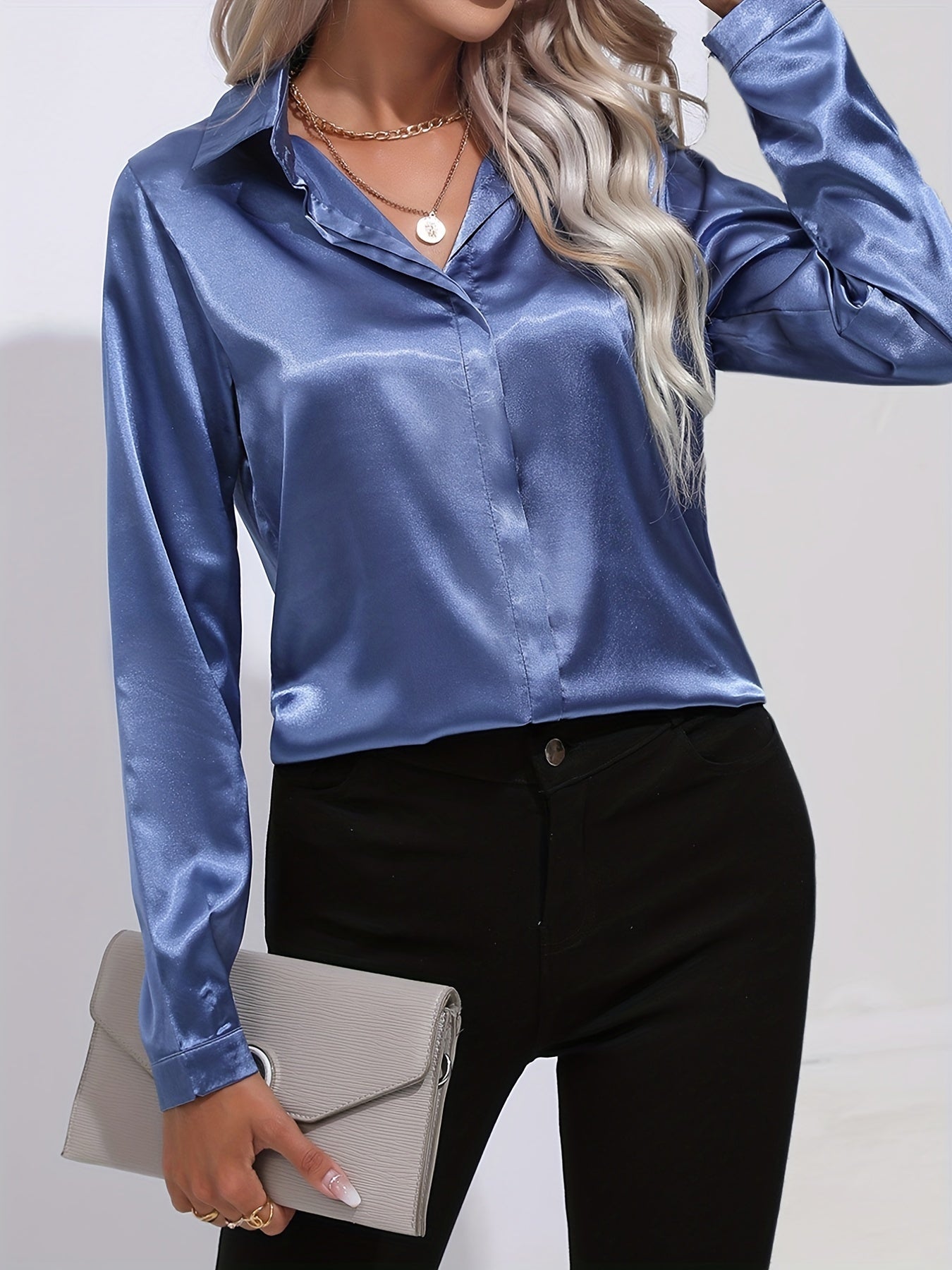 EB | Damen Elegante Satinbluse