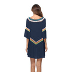 Damen luftiger Strandkaftan mit bunten Stickdetails R&B