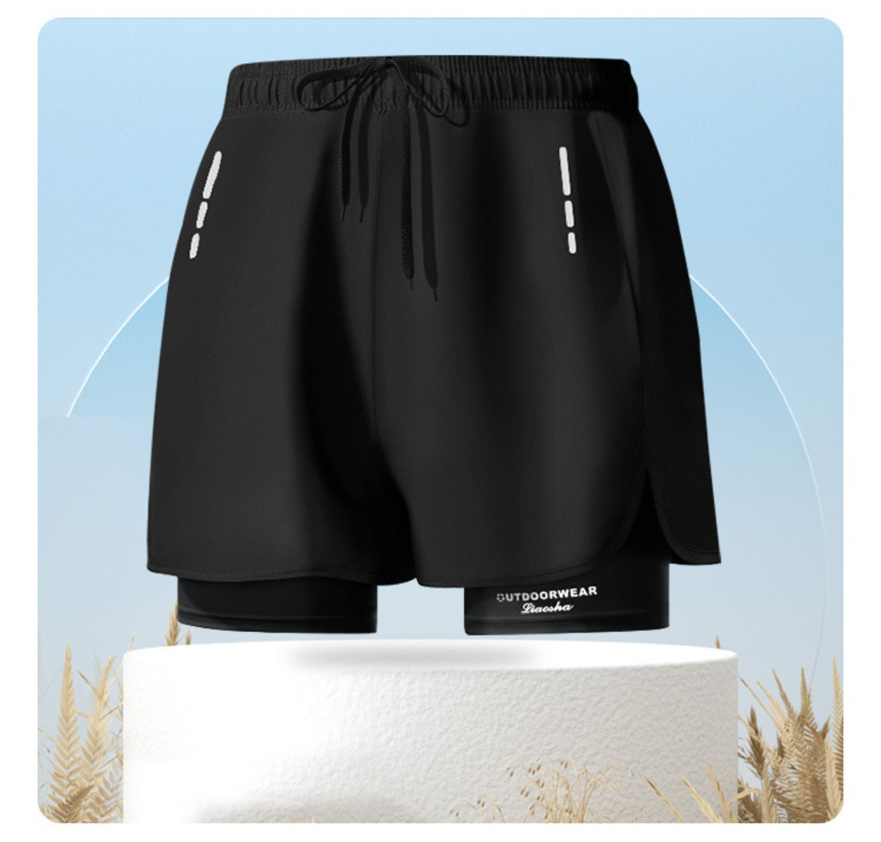 R&B | Doppellagige Herren Sport Fitness Anti-Peinlichkeit Strandhose