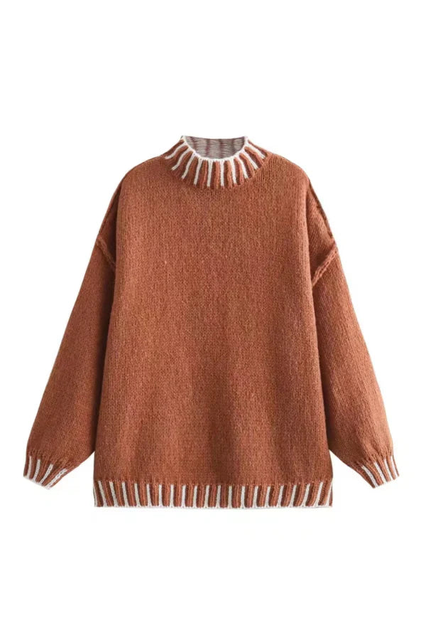 R&B | Gemütlicher Rollkragenpullover mit Farbblockmuster