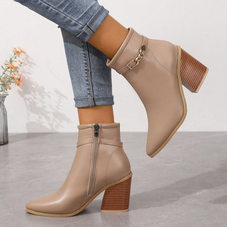 Elegante Stiefel mit seitlichem Reißverschluss und Blockabsatz R&B