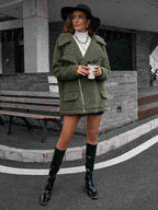 R&B | Double Take Zip up Teddy Jacke mit Kragen