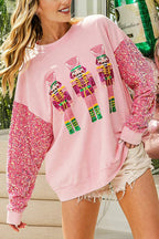 R&B | Weihnachten Lässig Locker Rundhals Pailletten Ärmel Sweatshirt