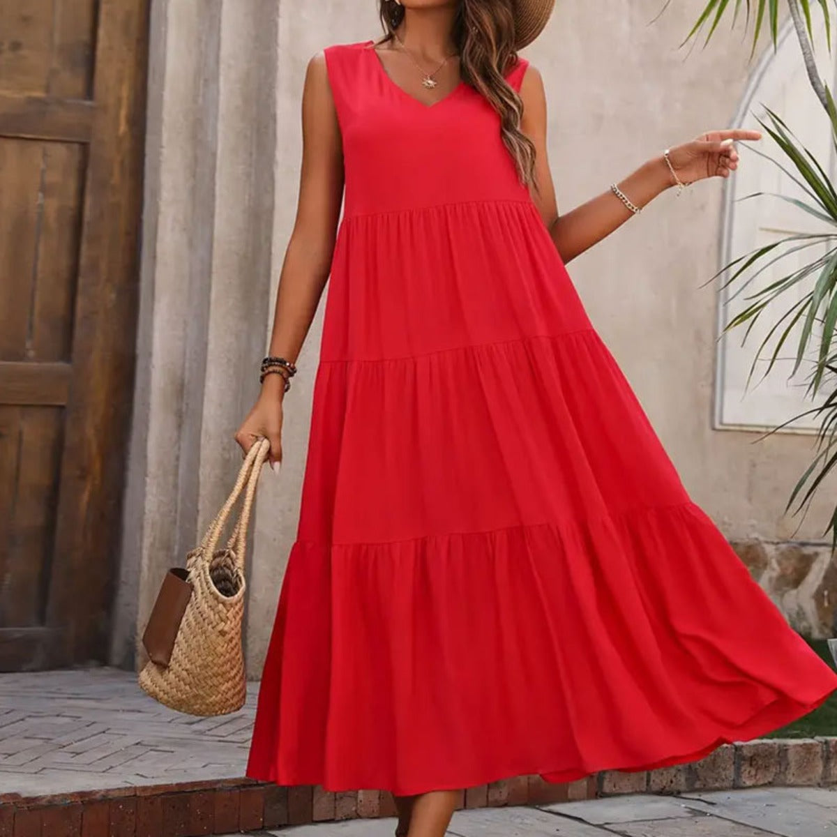 R&B | Spleißkleid mit V-Ausschnitt