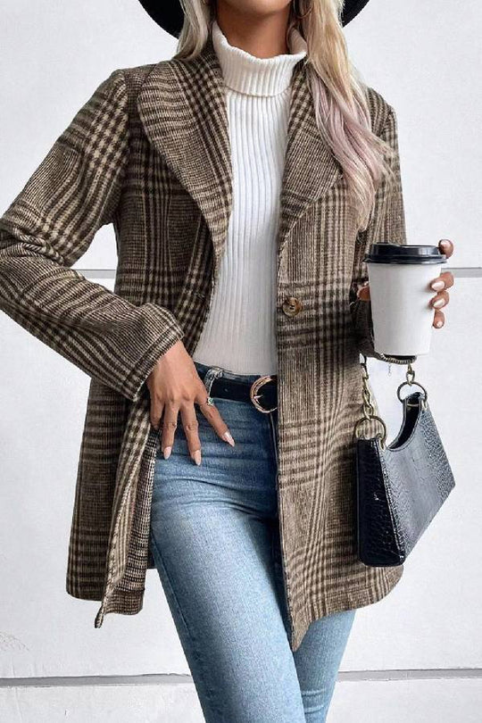 R&B | Kollektion Karierter Kragen Langarmjacke