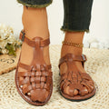 R&B | GewR&Bte Flache Sandalen für Damen Vintage Stil, Geschlossener Zeh, Schnallenverschluss