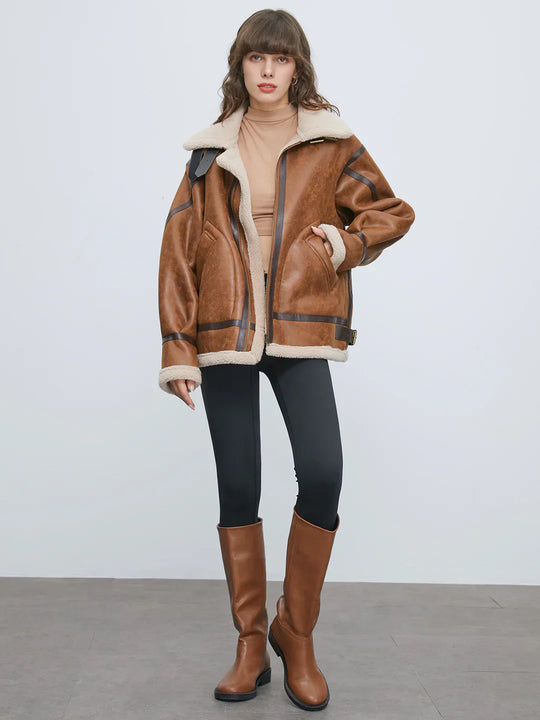 R&B | Gefütterte Wildleder Shearling Flugjacke