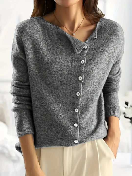 R&B | Strickjacke Gestrickter V-Ausschnitt Knopfverschluss Langärmlig Lässige Schichtung