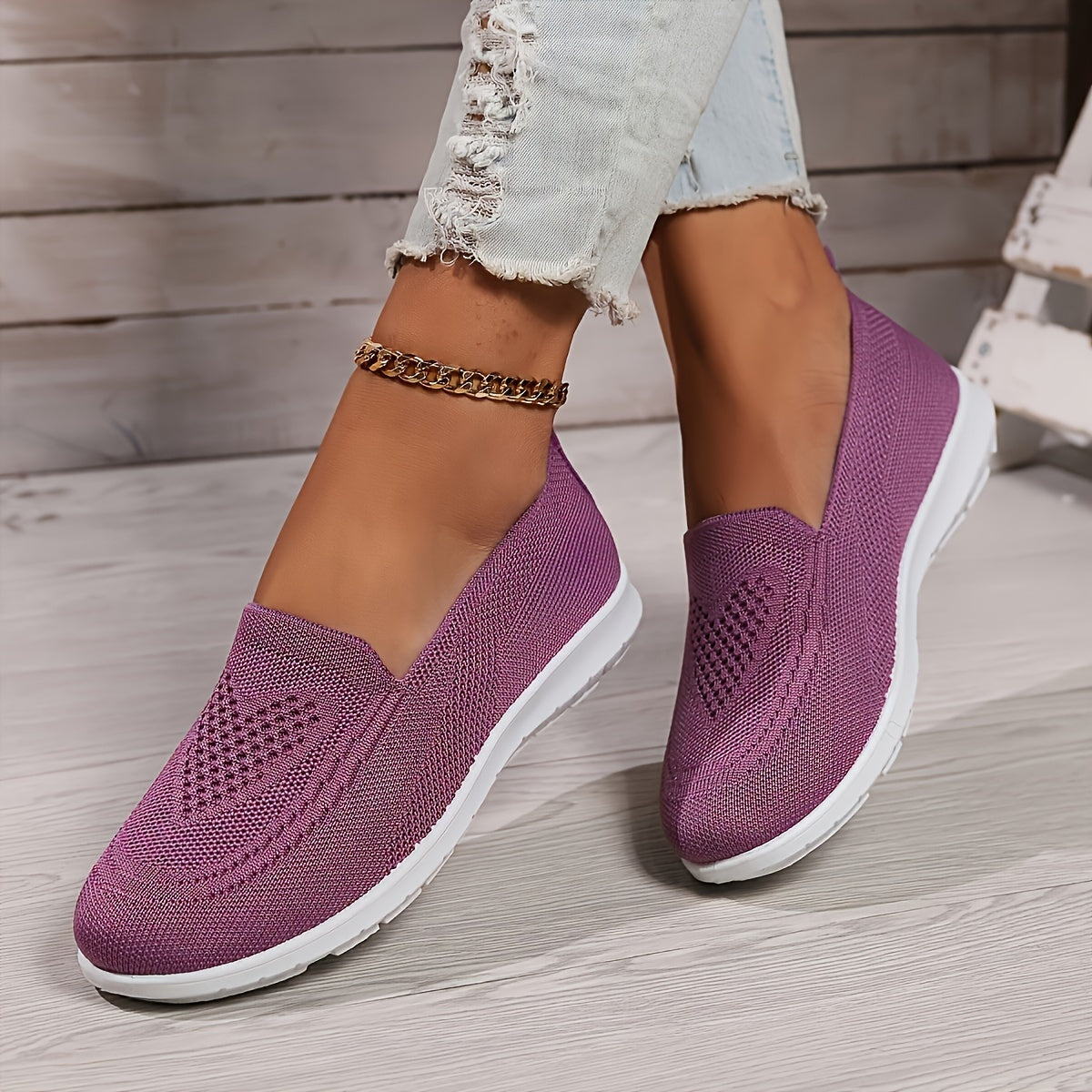 R&B | Einfarbige Gestrickte Sneaker Für Damen