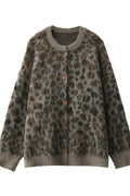 R&B | Gemütlicher Leopardenmuster Einreiher Cardigan