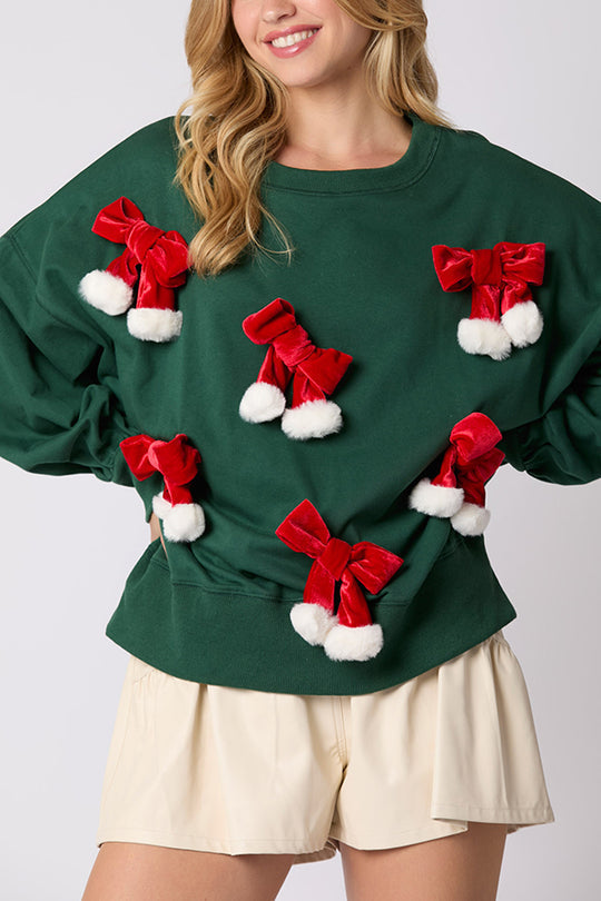 R&B | Weihnachts Schleife Verziert Lässiges Langärmeliges Sweatshirt