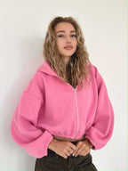 R&B | leichter kurzer Sport-Sweatshirt mit Kapuze