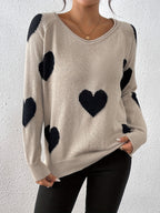 R&B | Gemütlicher Pullover mit Einem Herzmuster für Einen Romantischen Winterstil