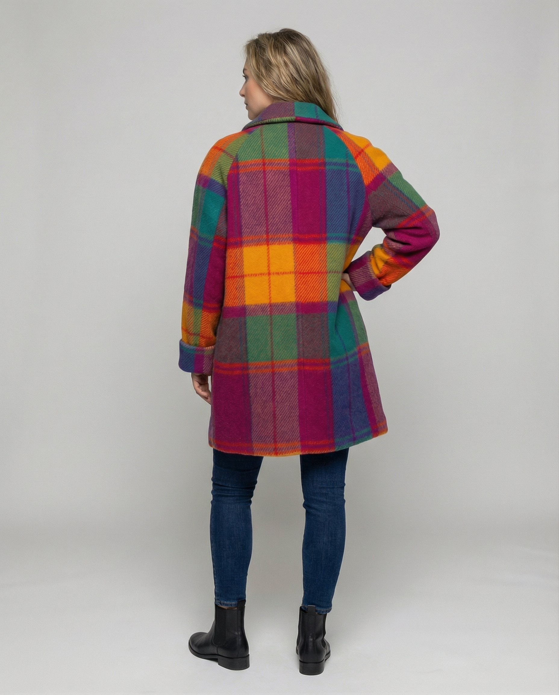 Übergroße Karierte Damenjacke Buntes Design