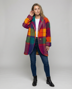 Übergroße Karierte Damenjacke Buntes Design