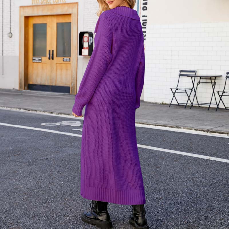 R&B | Einfarbige Lange Strickjacke
